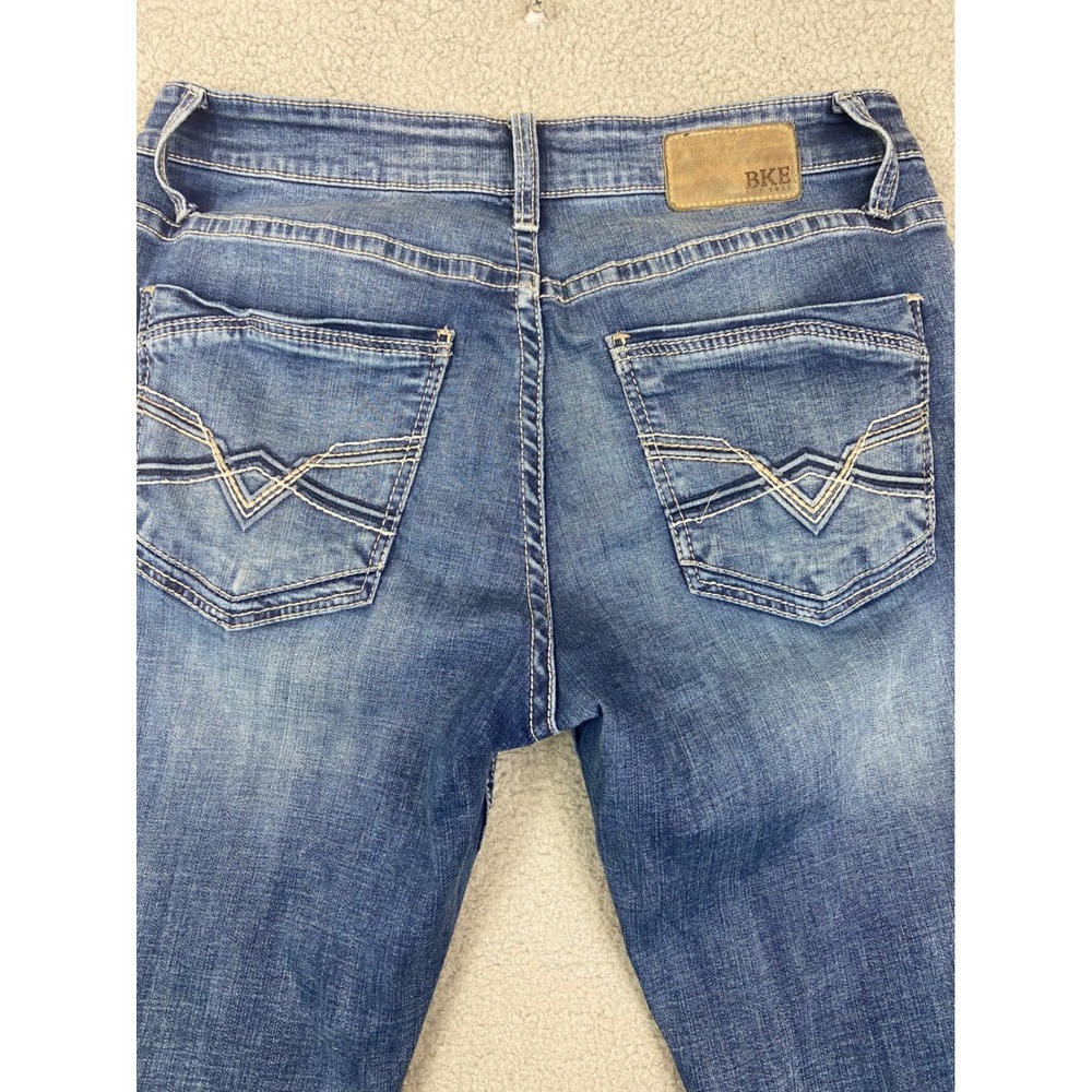 BKE Jake Straight Leg Jeans Mens 34x34 Medium Wash Whiskered Denim - Picture 11 of 12
